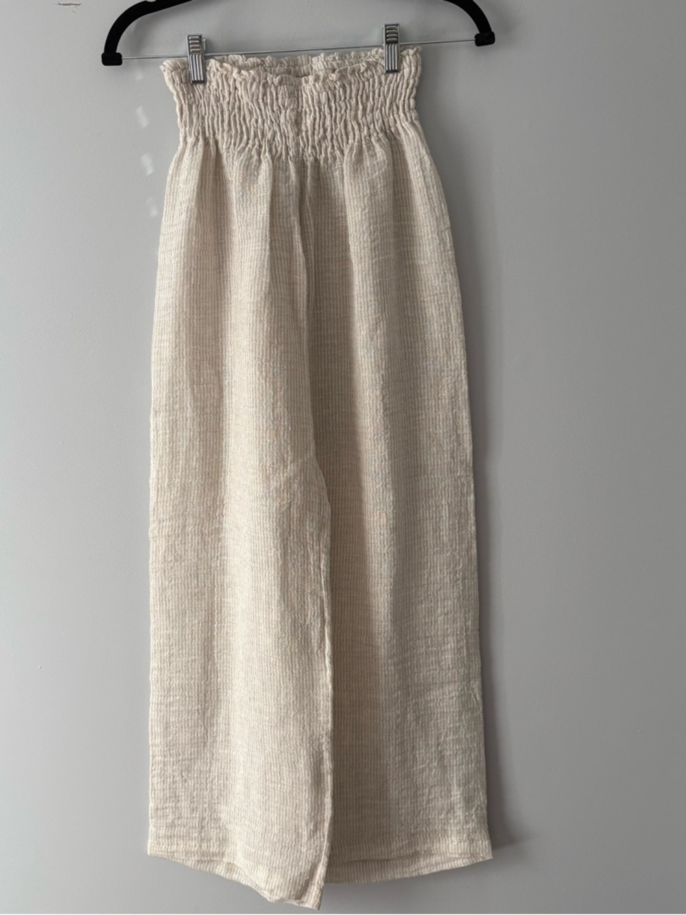 Bottega del lino 100% linen Smocked Wide-Leg Pants Cream XS